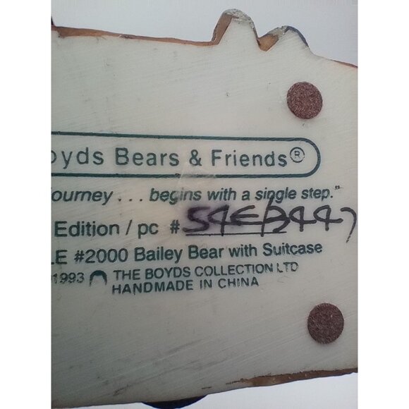 Boyds Figure Bailey Bear with Suitcase 1993 A Journey Begins with a Single Step - Picture 14 of 15